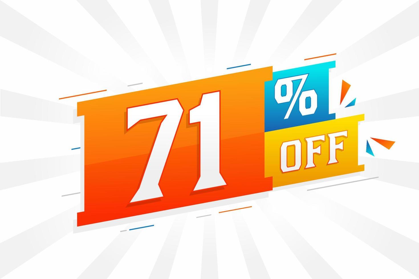 71 Percent off 3D Special promotional campaign design. 71 of 3D Discount Offer for Sale and marketing. vector
