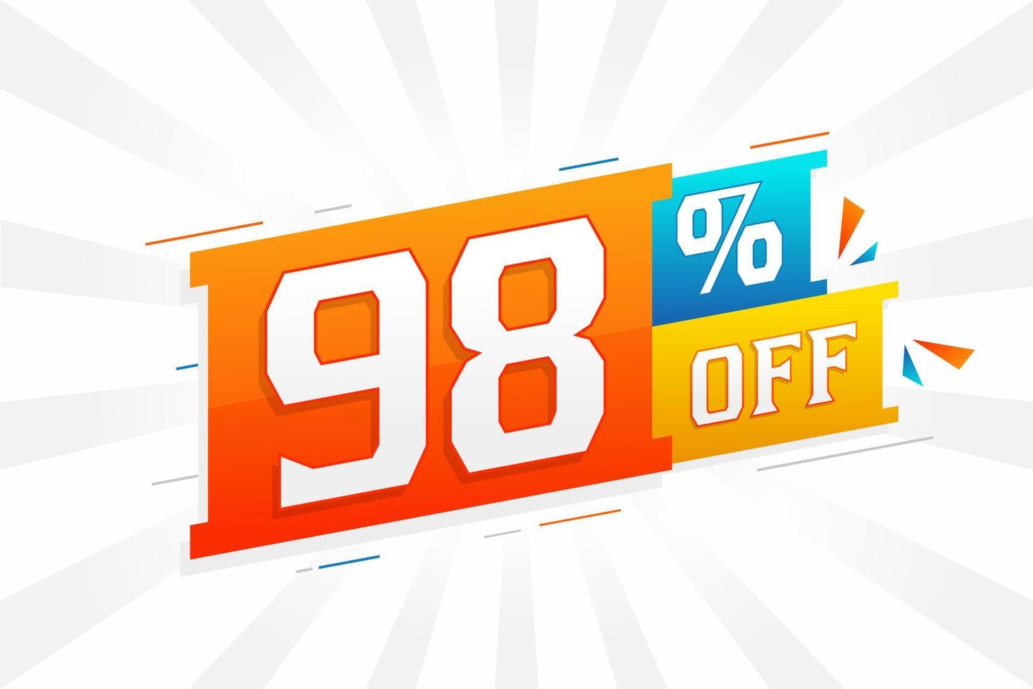 98 Percent off 3D Special promotional campaign design. 98 of 3D Discount Offer for Sale and marketing. vector