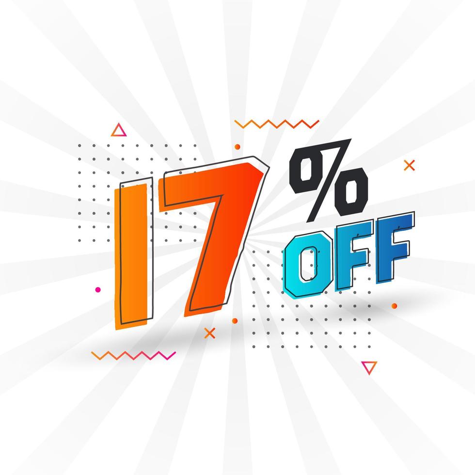 17 Percent off 3D Special promotional campaign design. 17 of 3D Discount Offer for Sale and marketing. vector