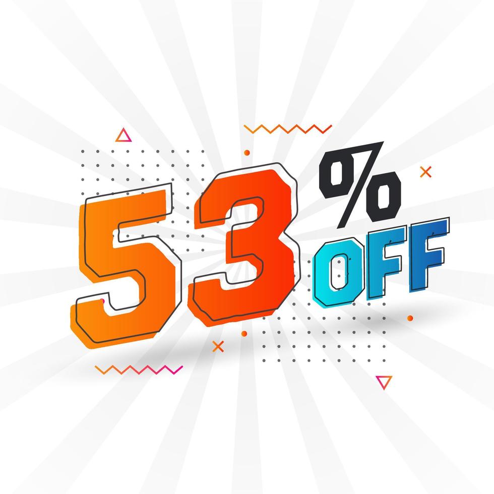 53 Percent off 3D Special promotional campaign design. 53 of 3D Discount Offer for Sale and marketing. vector