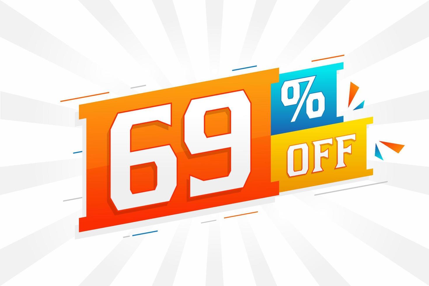 69 por ciento de descuento en el diseño de campañas promocionales especiales en 3D. 69 de oferta de descuento 3d para venta y marketing. vector