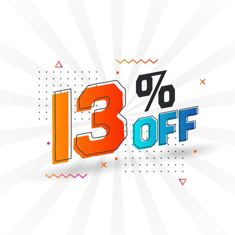 13 Percent off 3D Special promotional campaign design. 13 of 3D Discount Offer for Sale and marketing. vector