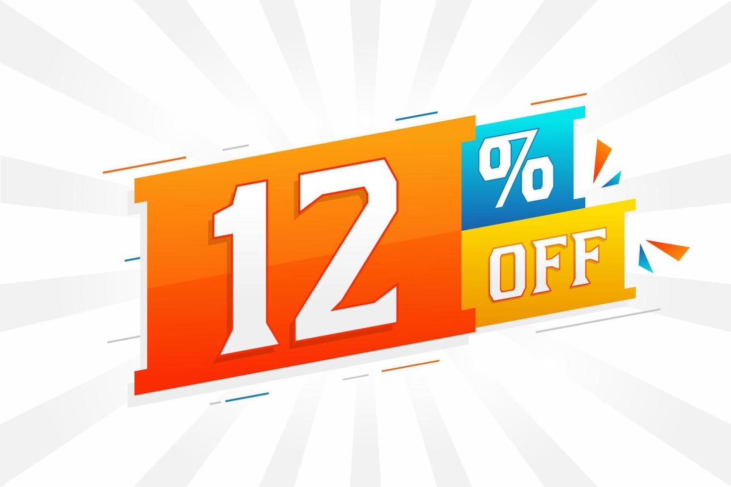 12 Percent off 3D Special promotional campaign design. 12 of 3D Discount Offer for Sale and marketing. vector
