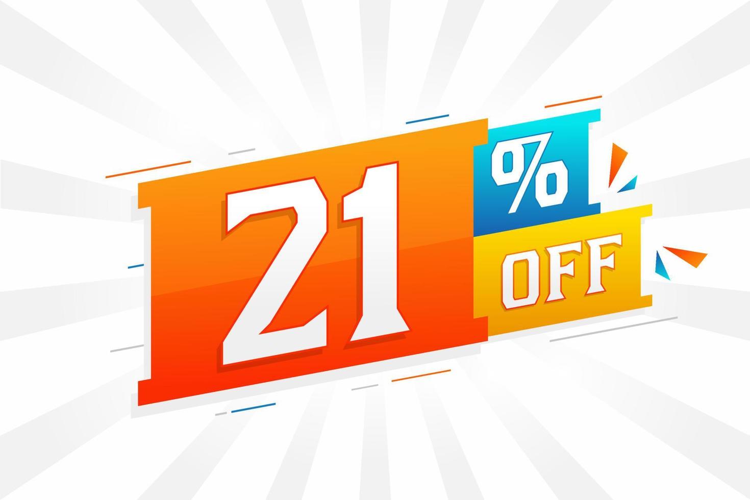 21 Percent off 3D Special promotional campaign design. 21 of 3D Discount Offer for Sale and marketing. vector