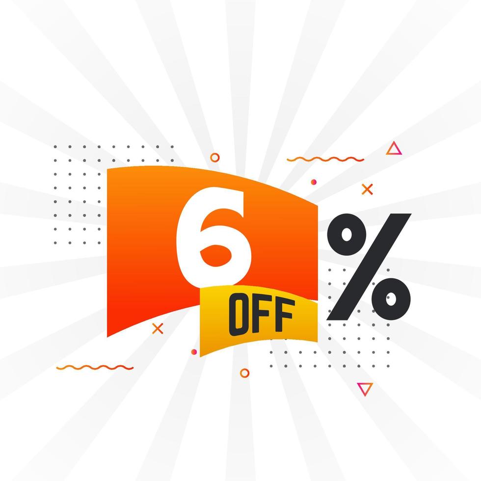 6 Percent off Special Discount Offer. 6 off Sale of advertising campaign vector graphics.