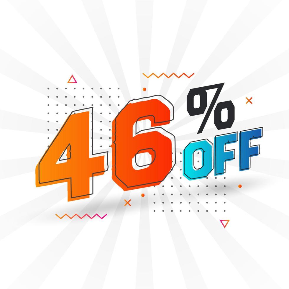 46 Percent off 3D Special promotional campaign design. 46 of 3D Discount Offer for Sale and marketing. vector