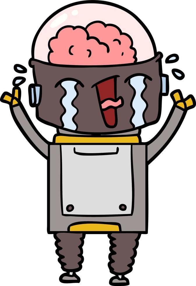 Cartoon crying robot vector