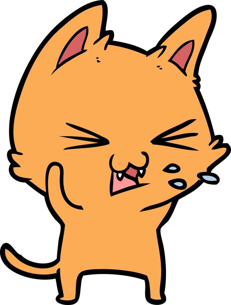 Cartoon cat spitting vector