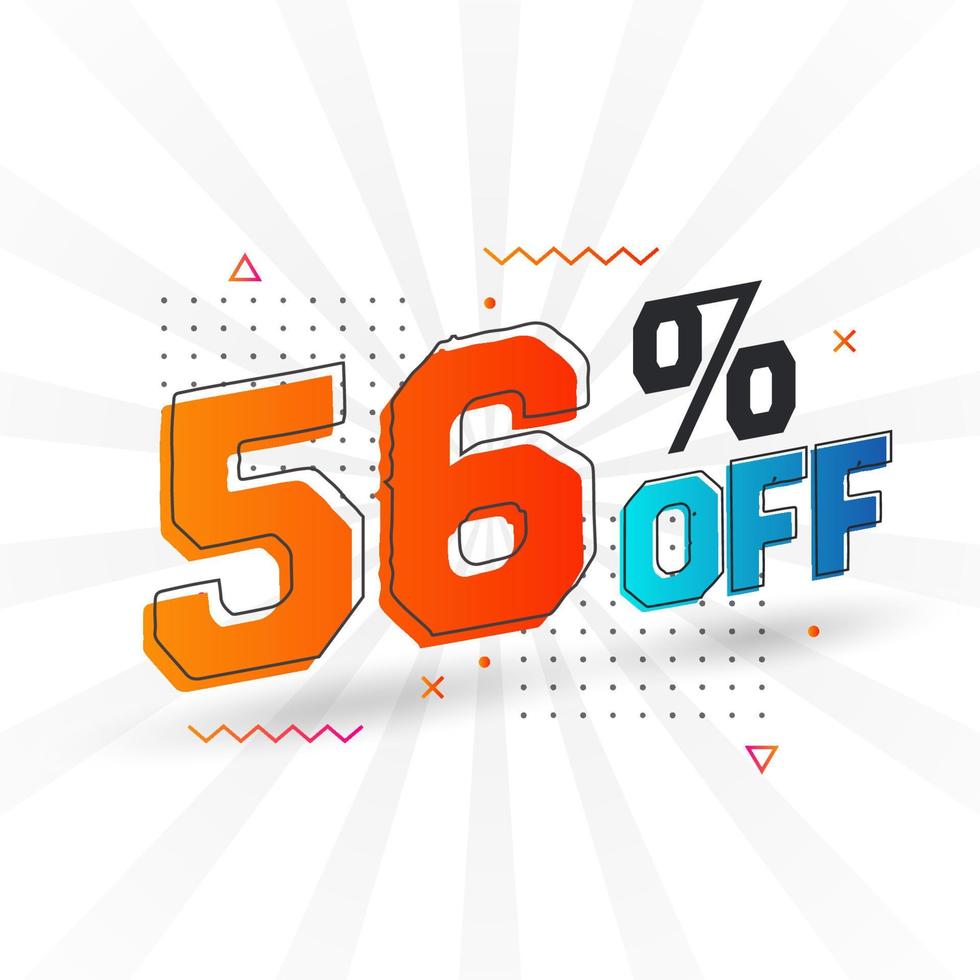 56 Percent off 3D Special promotional campaign design. 56 of 3D Discount Offer for Sale and marketing. vector