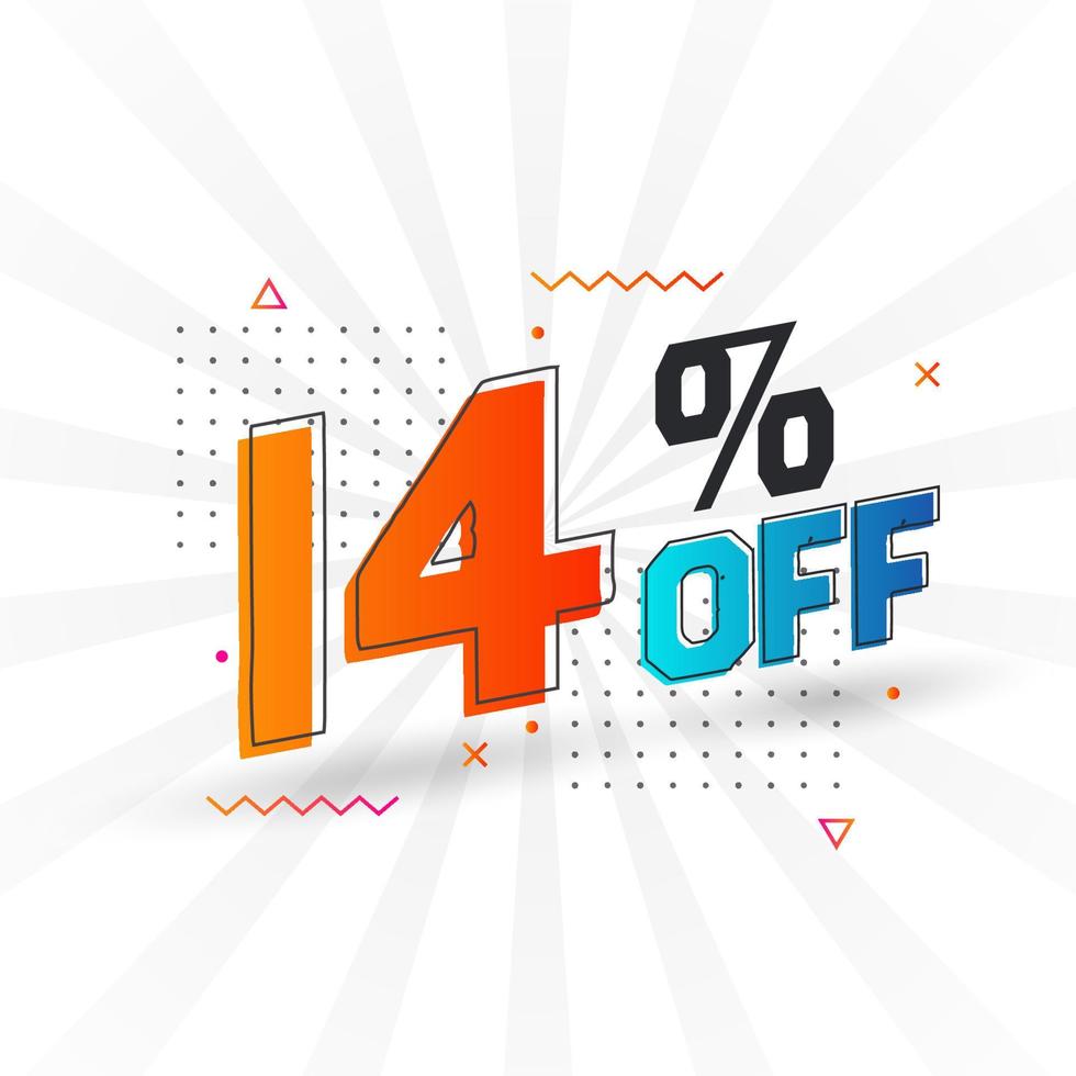 14 Percent off 3D Special promotional campaign design. 14 of 3D Discount Offer for Sale and marketing. vector