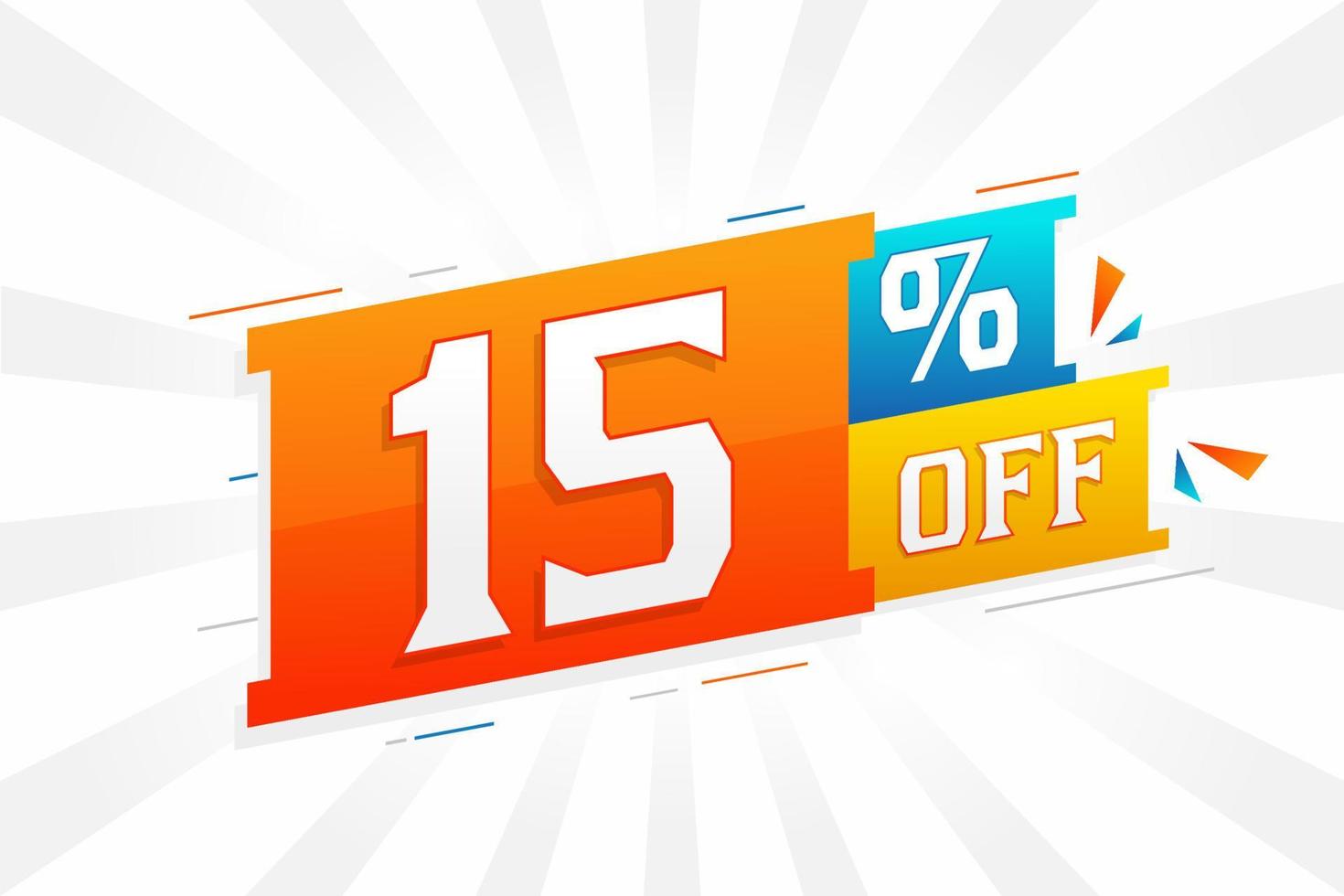 15 Percent off 3D Special promotional campaign design. 15 of 3D Discount Offer for Sale and marketing. vector