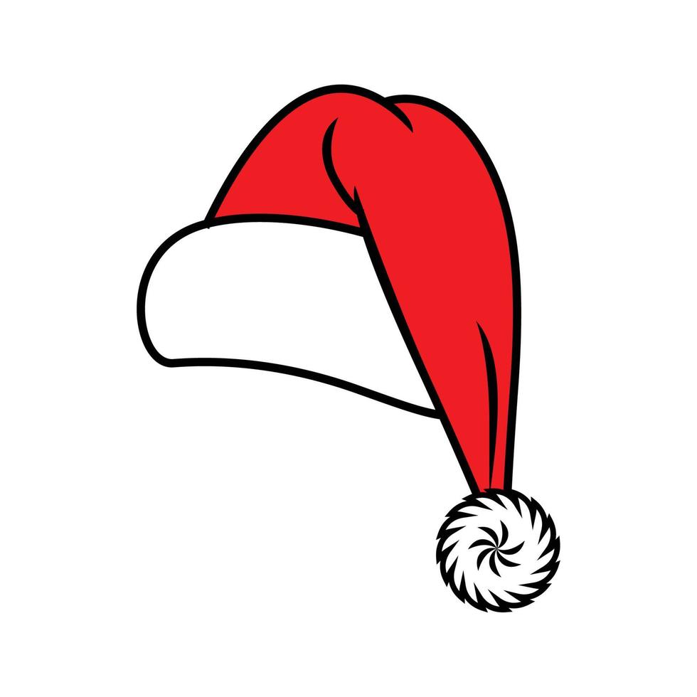 sombrero y barba de santa claus. ilustración de tarjeta de feliz navidad roja vector