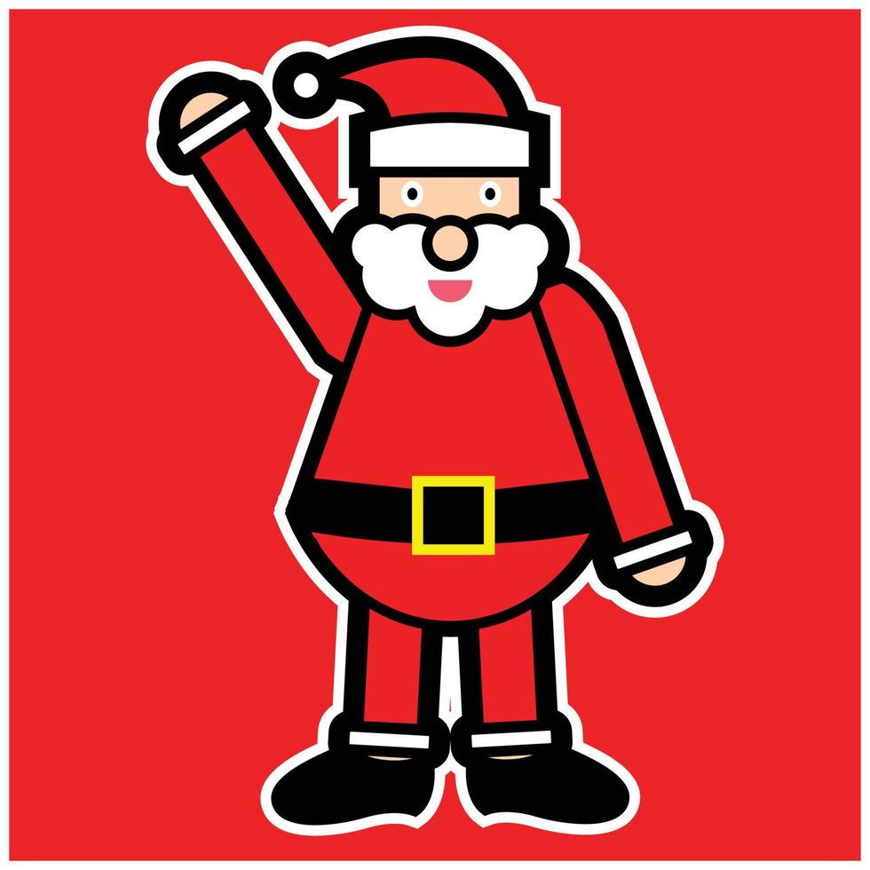 Vector illustration of cute Santa Claus mascot or character isolated on Red background. Flat style.