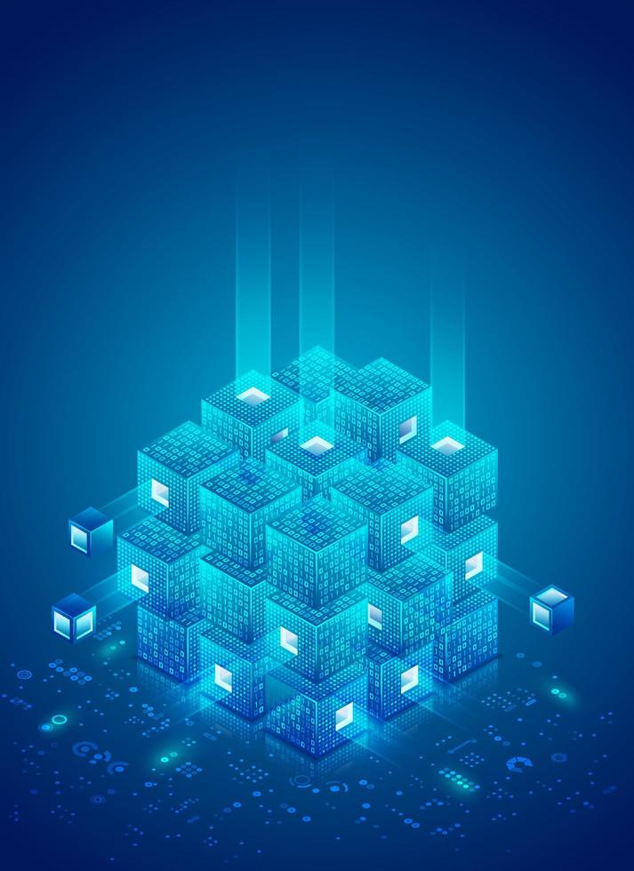 blue block chain vector