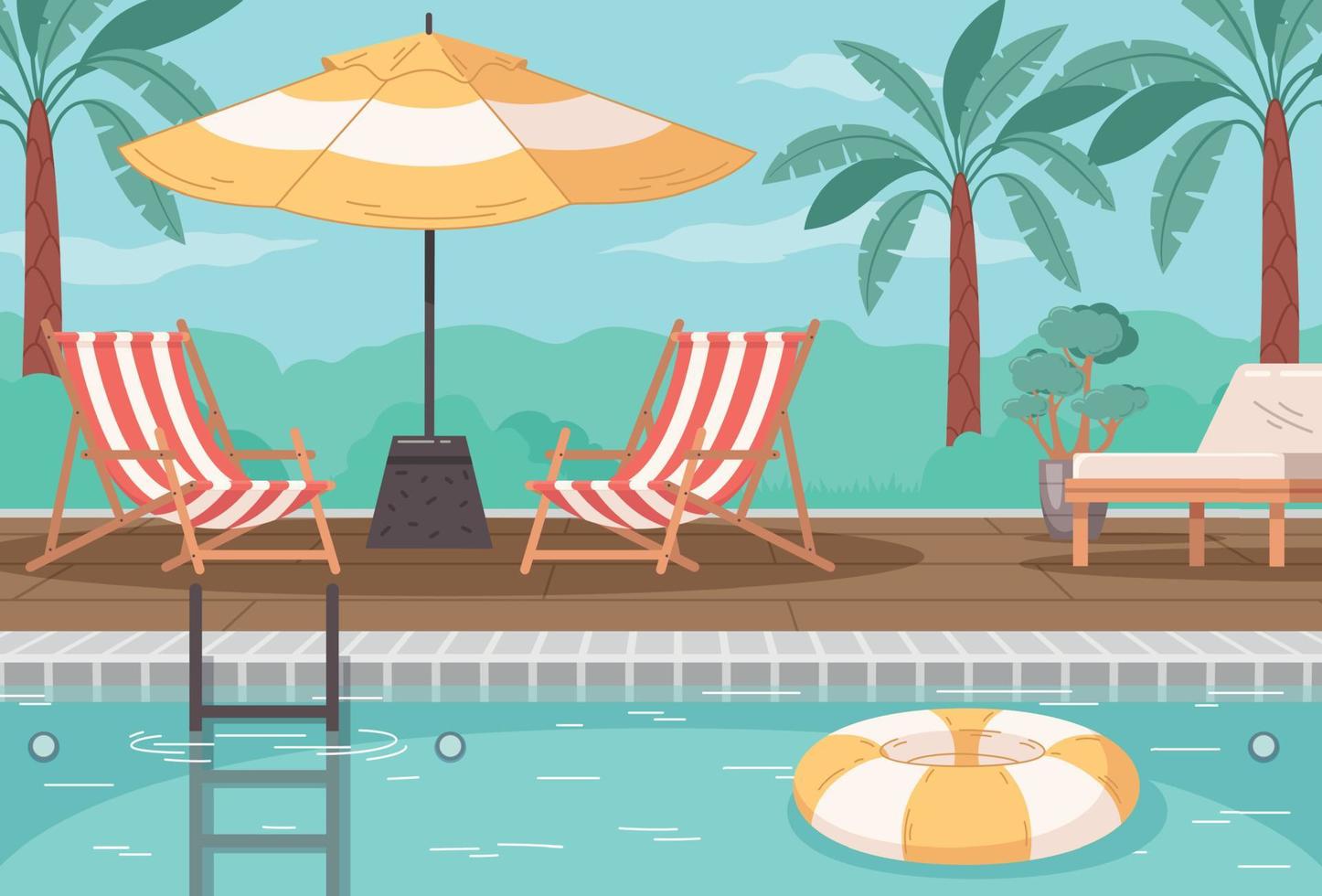 Outdoor Swimming Pool Cartoon Background vector