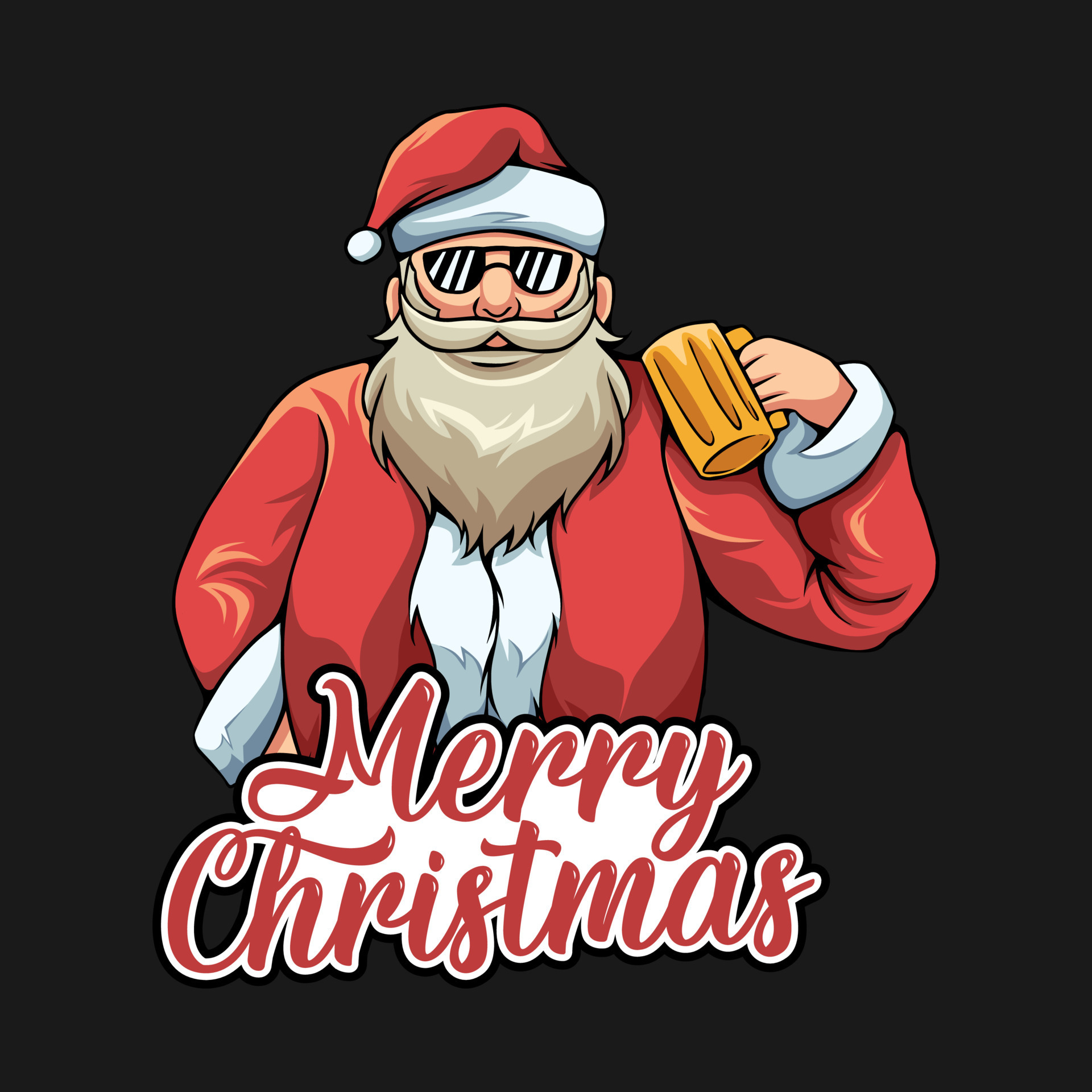 Christmas Holding Beer T-shirt Design Artwork, Merry Christmas Poster