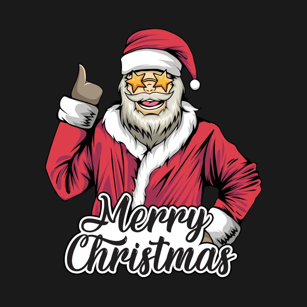 Santa Claus T-shirt Design Artwork, Merry Christmas Poster Illustration vector