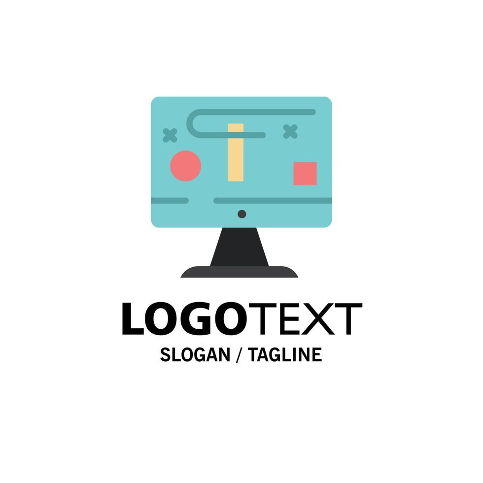 Computer Design Display Graphics Business Logo Template Flat Color vector