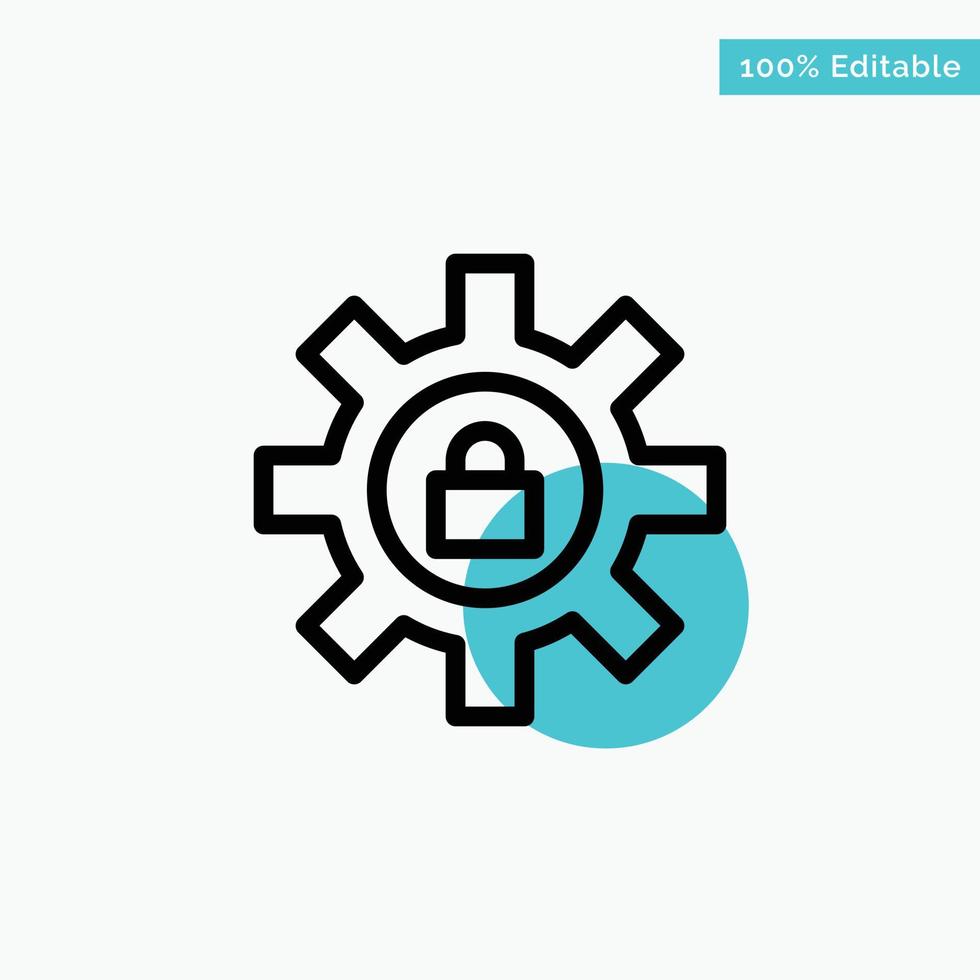 Gear Setting Lock Support turquoise highlight circle point Vector icon