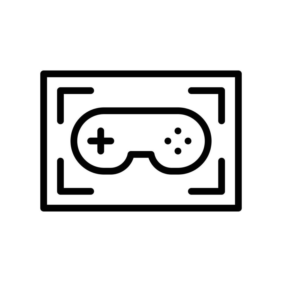 icono de grabadora de juegos con controlador de consola en estilo de contorno negro vector