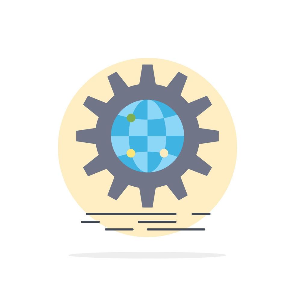 international business globe world wide gear Flat Color Icon Vector