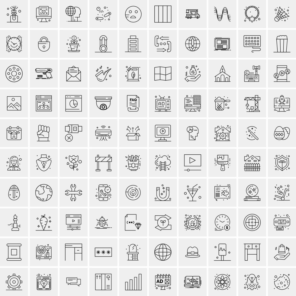 Pack of 100 Universal Line Icons for Mobile and Web vector