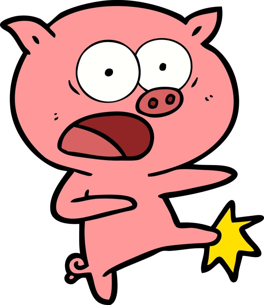 Cartoon pig in pain vector