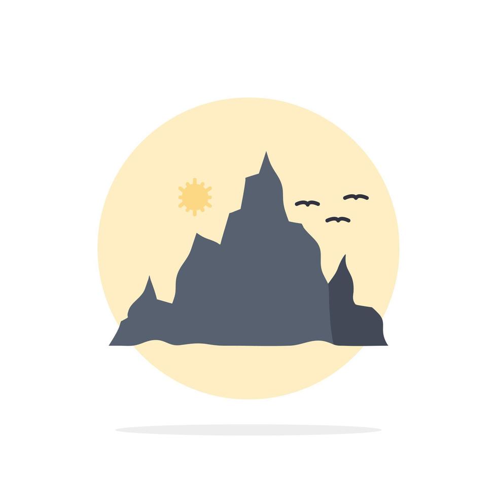 montaña paisaje colina naturaleza sol color plano icono vector