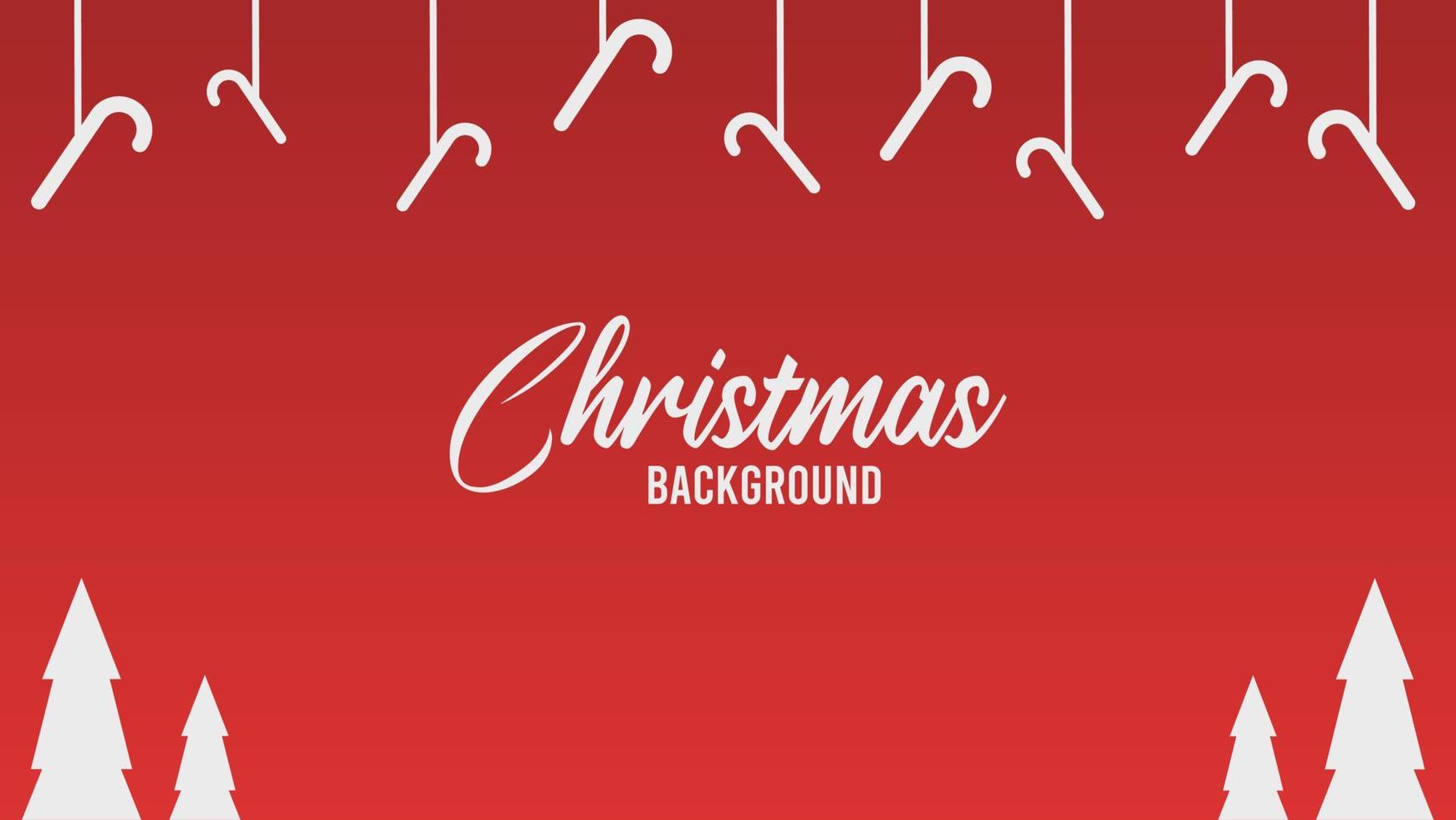 christmas template background with hanging candy cane and pine tree on red background vector