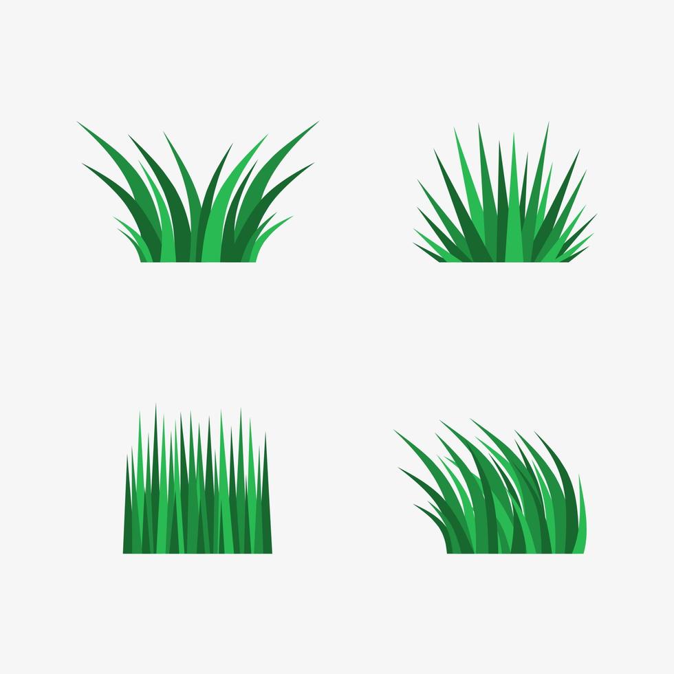 set of flat grass illustration on white background vector