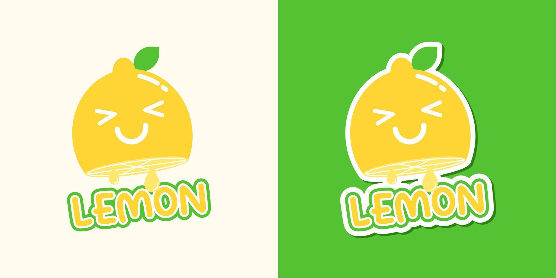 Fruta de limón en rodajas cute kawaii cartoon vector icono concepto. estilo de ilustración plana para póster, folleto, web, mascota, pegatina, logotipo e icono.