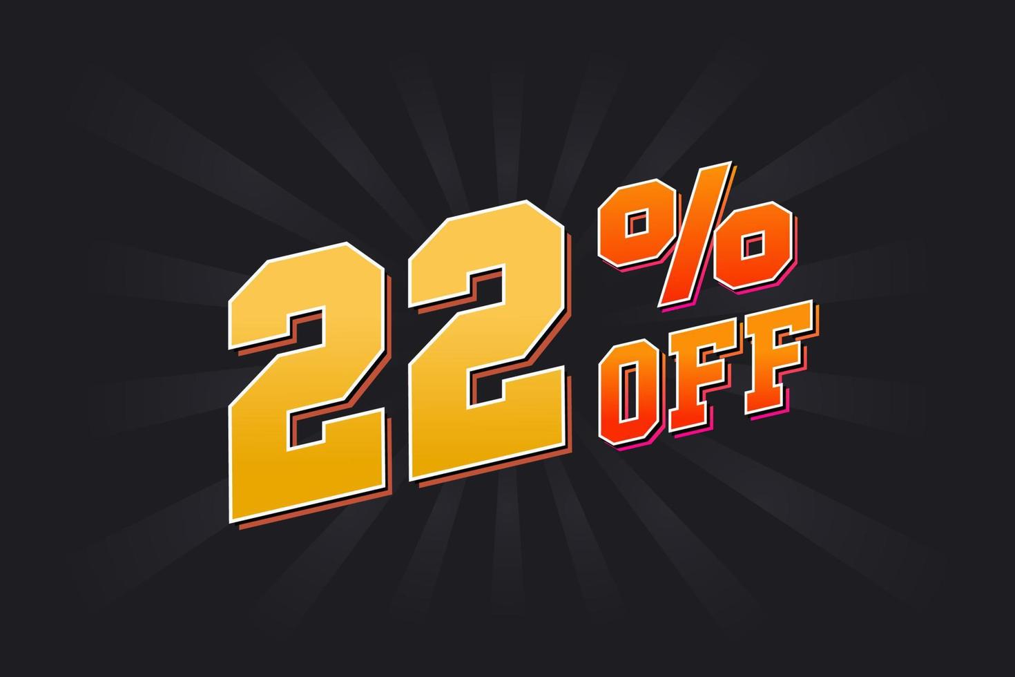 22 Percent off Special Discount Offer. 22 off Sale of advertising campaign vector graphics.