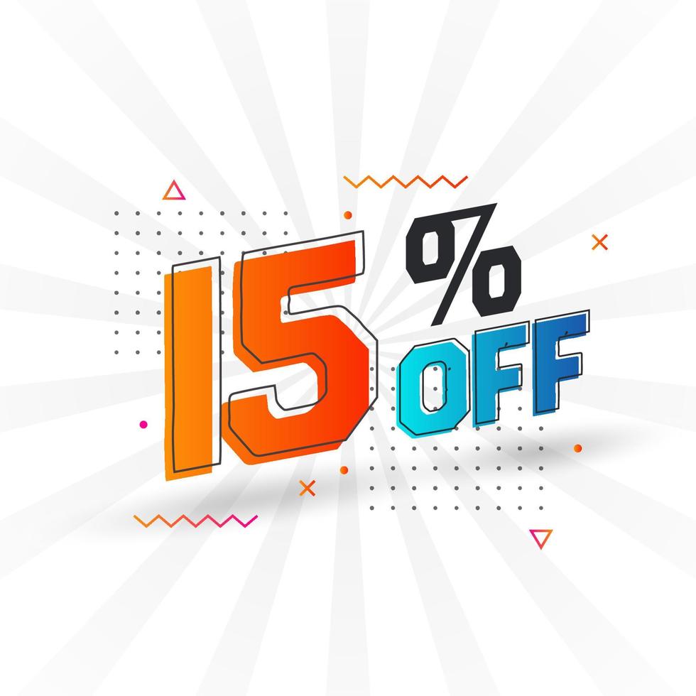 15 Percent off 3D Special promotional campaign design. 15 of 3D Discount Offer for Sale and marketing. vector