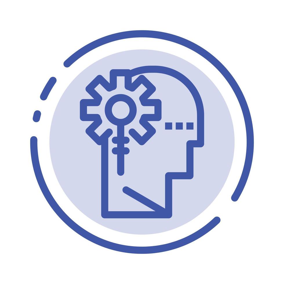 Analytics Critical Human Information Processing Blue Dotted Line Line Icon vector