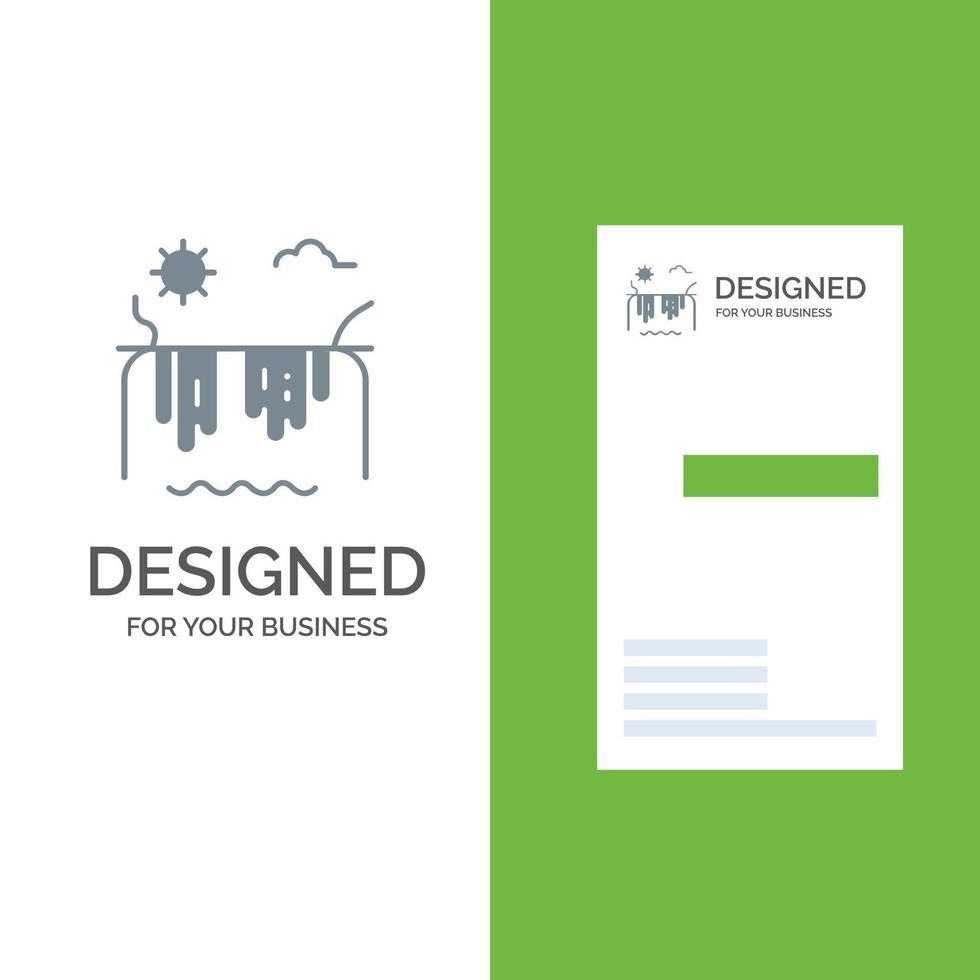 Mountains River Sun Canada Grey Logo Design and Business Card Template vector