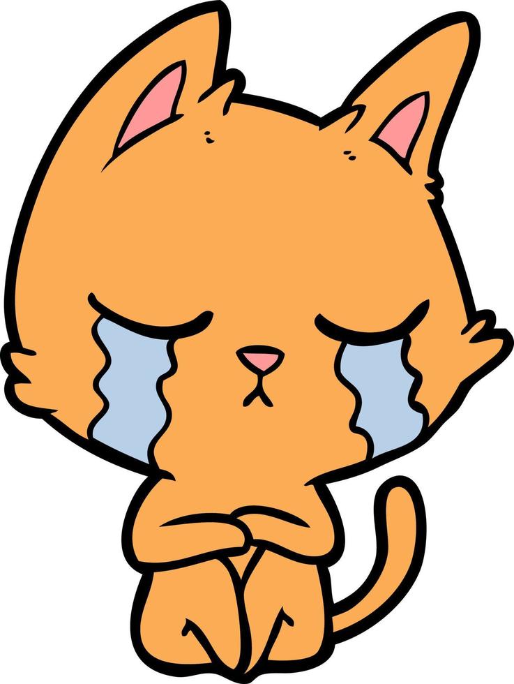 Cartoon cat crying vector