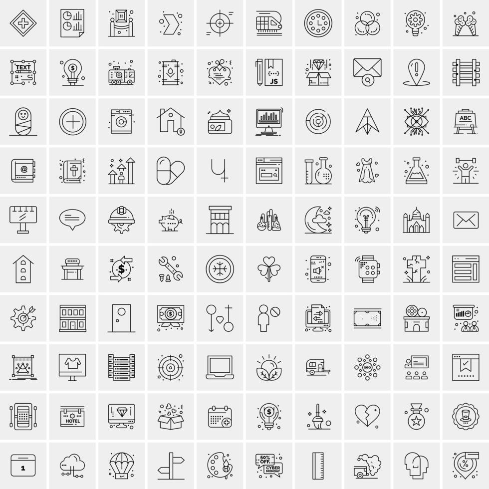 Pack of 100 Universal Line Icons for Mobile and Web vector