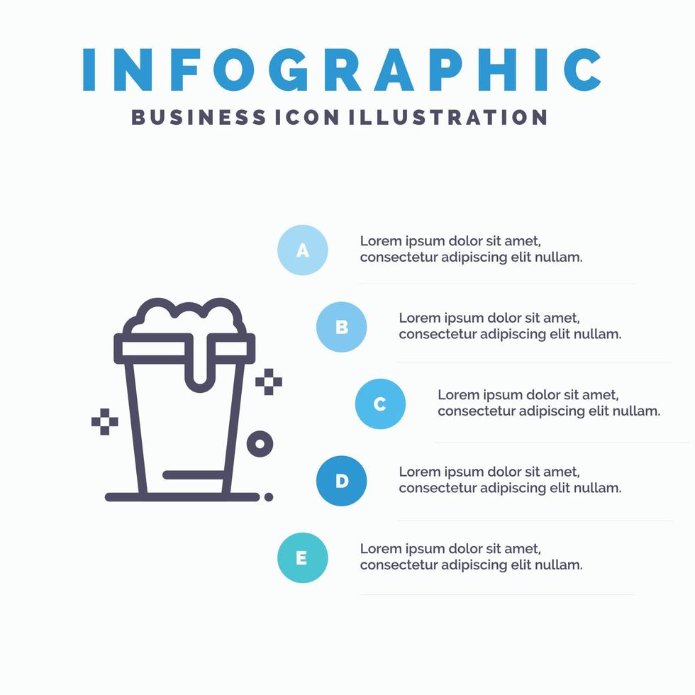 Glass Soup Wash Cleaning Line icon with 5 steps presentation infographics Background vector