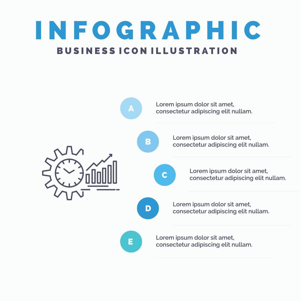 Chart Analytics Graphs Market Schedule Time Trends Line icon with 5 steps presentation infographics vector