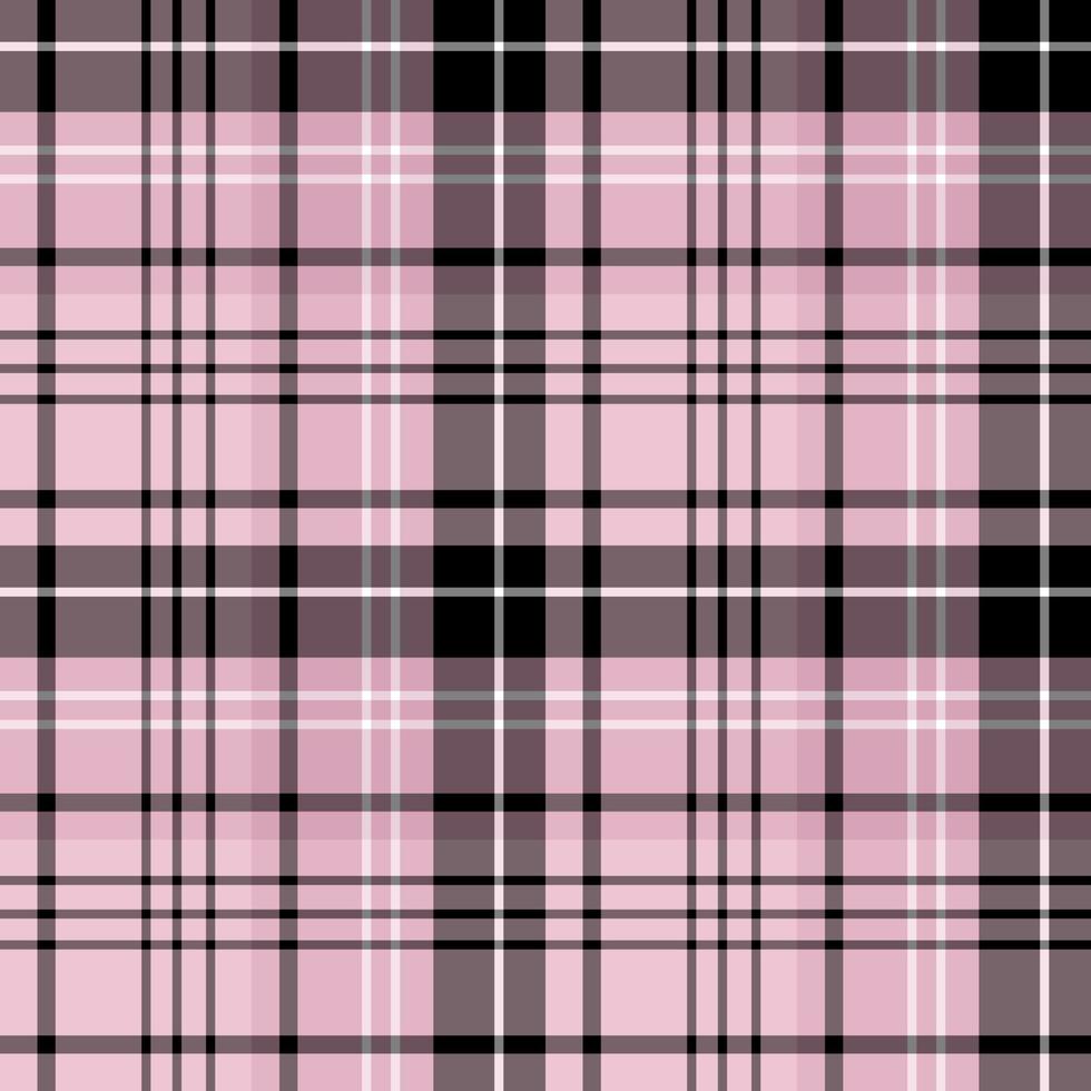 Seamless pattern in light pink, black and white colors for plaid, fabric, textile, clothes, tablecloth and other things. Vector image.