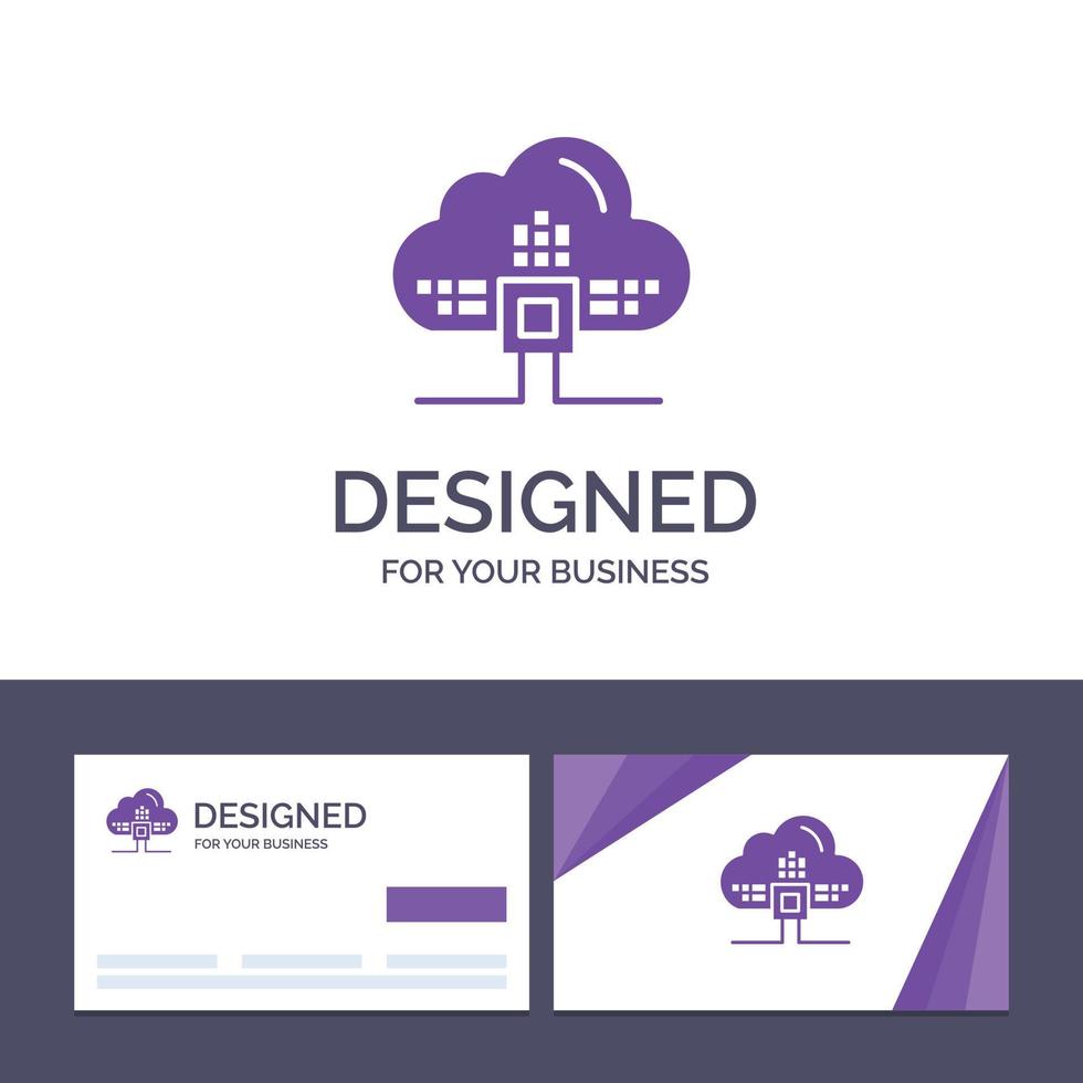 tarjeta de visita creativa y plantilla de logotipo basada en la ilustración de vector de ciencia de nube de datos
