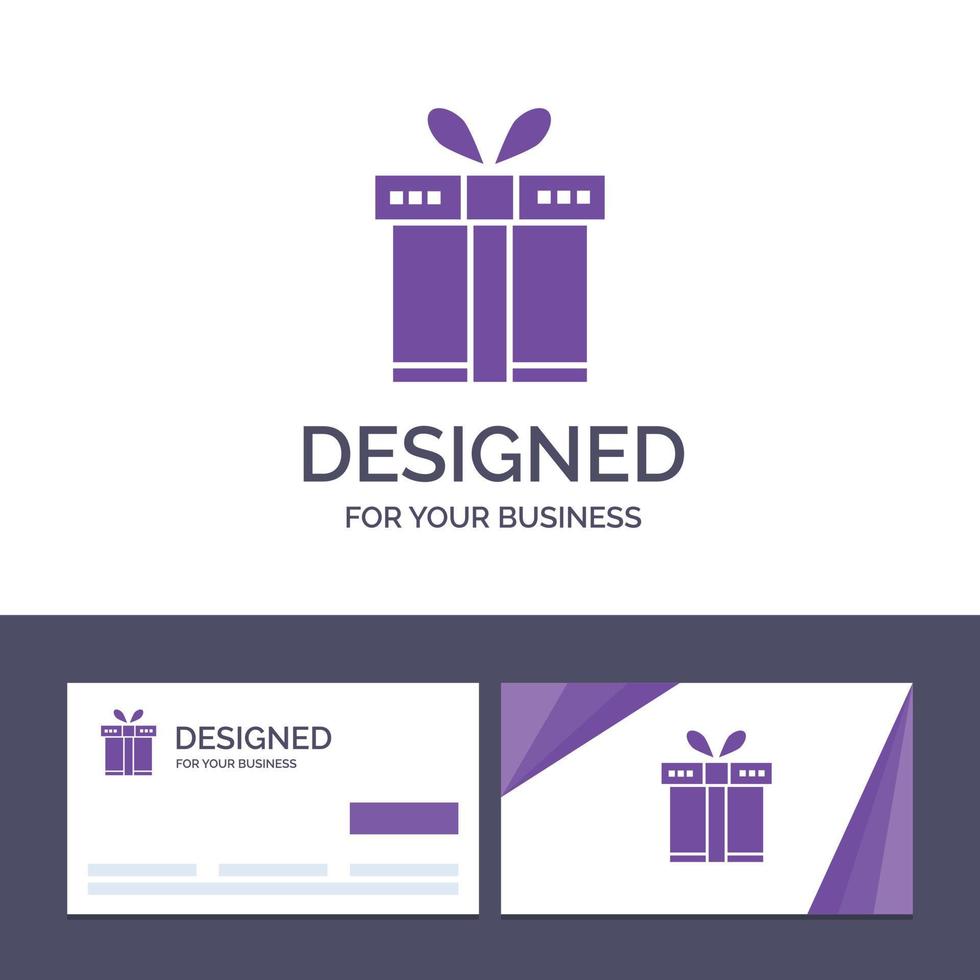 tarjeta de visita creativa y plantilla de logotipo caja de regalo cinta de compras ilustración vectorial vector