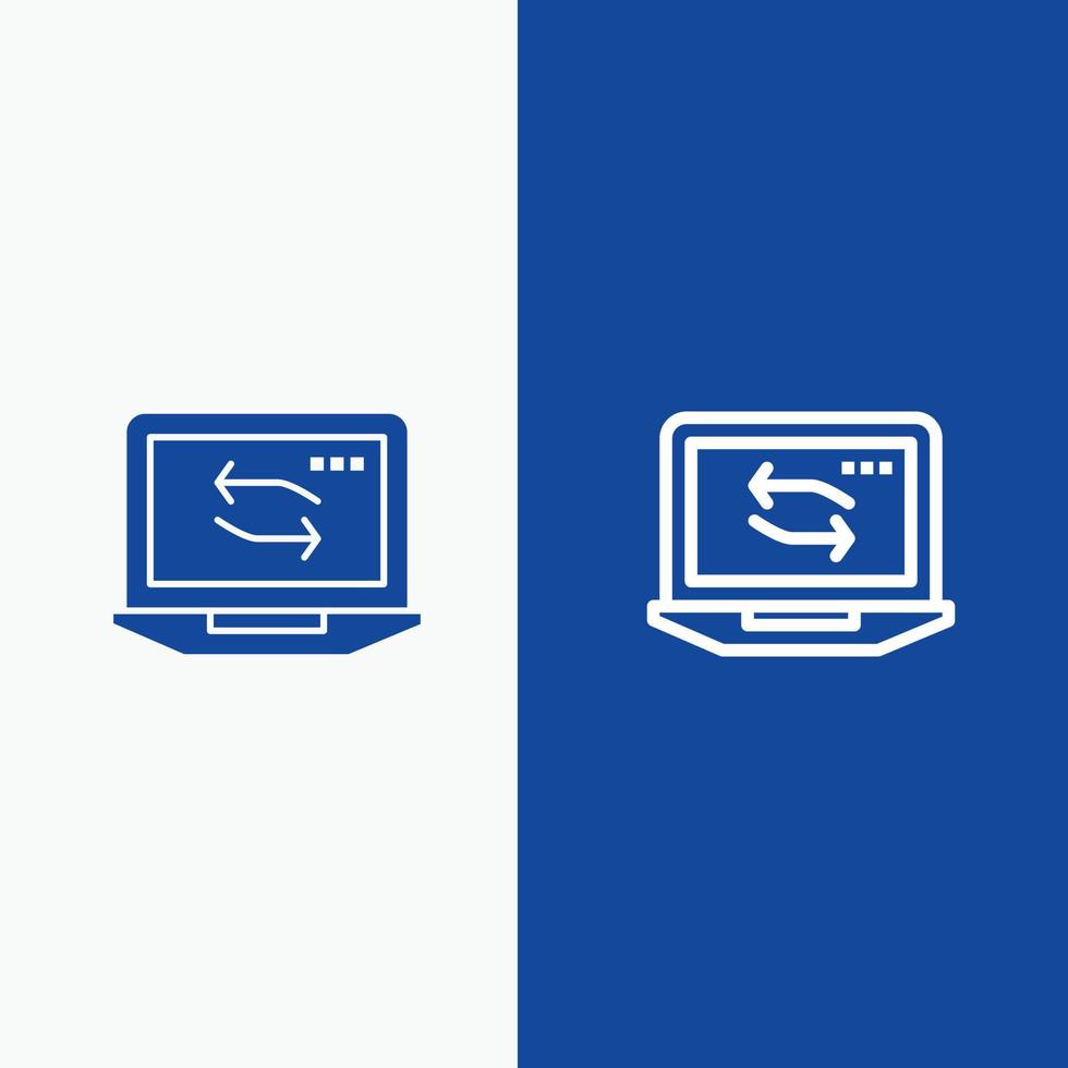 Computer Network Laptop Hardware Line and Glyph Solid icon Blue banner vector