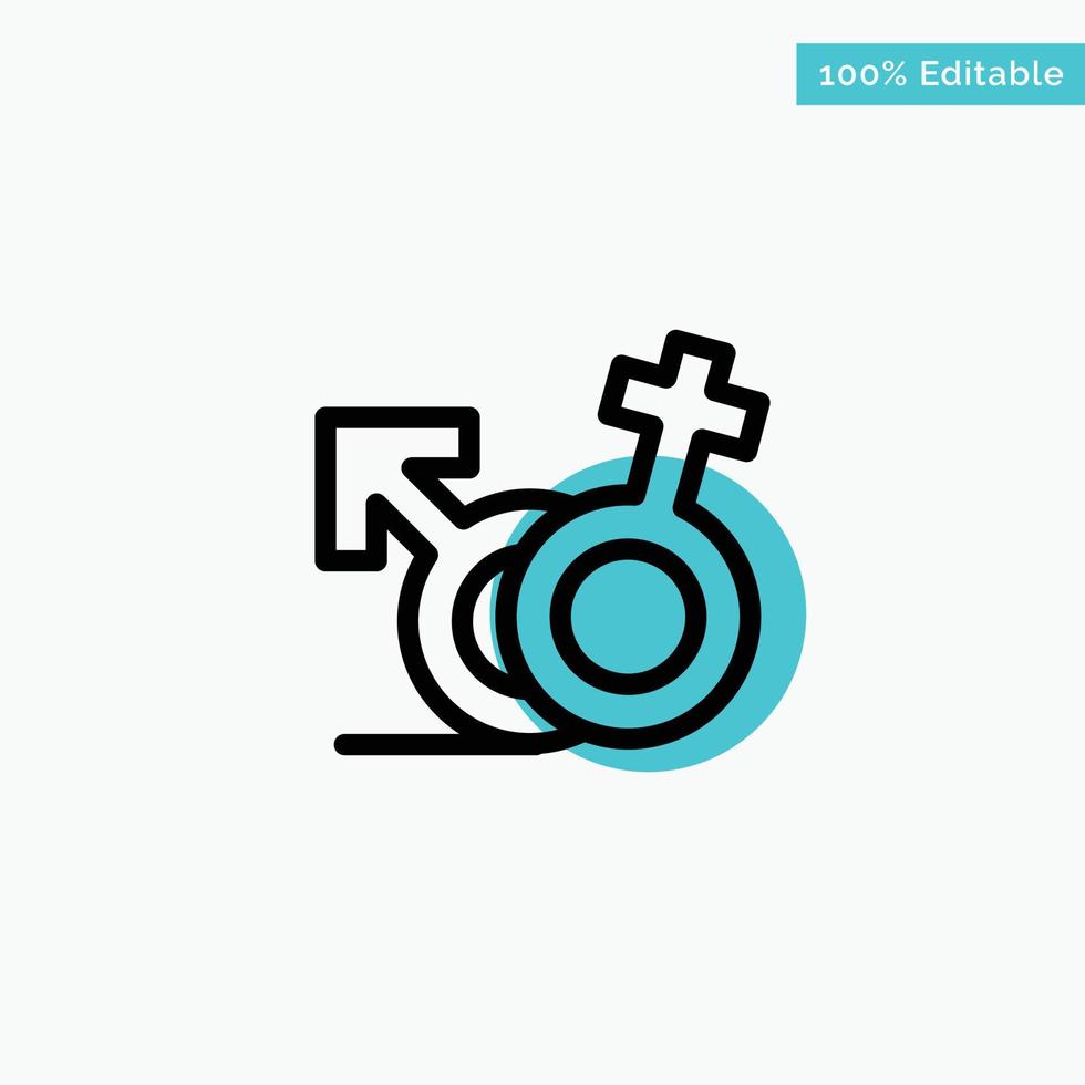 Gender Symbol Male Female turquoise highlight circle point Vector icon