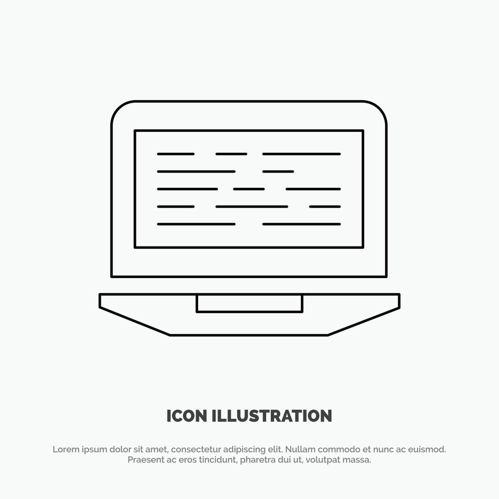 Laptop Coding Code Screen Computer Line Icon Vector