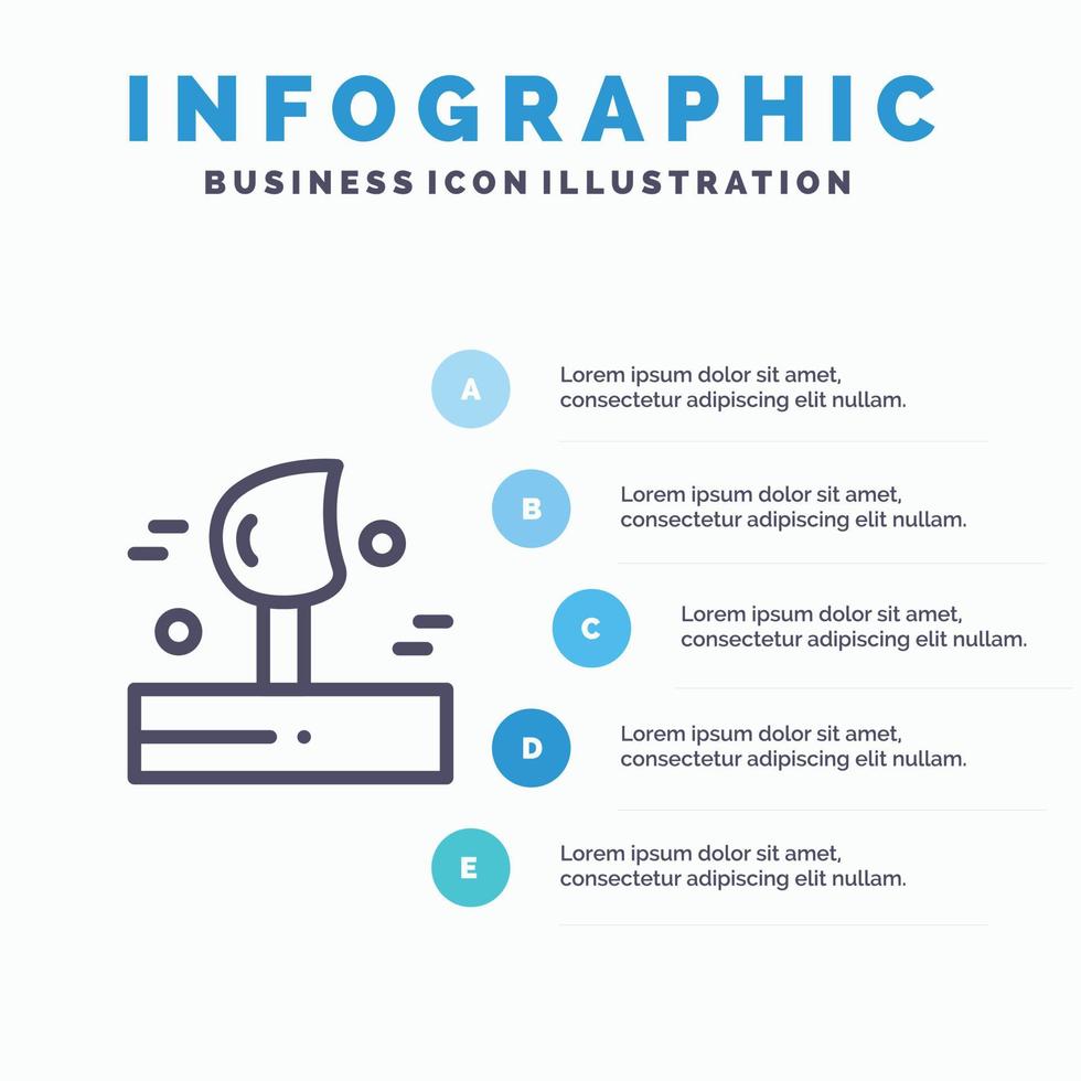 icono de línea de invierno de viento de tiempo que sopla con fondo de infografía de presentación de 5 pasos vector