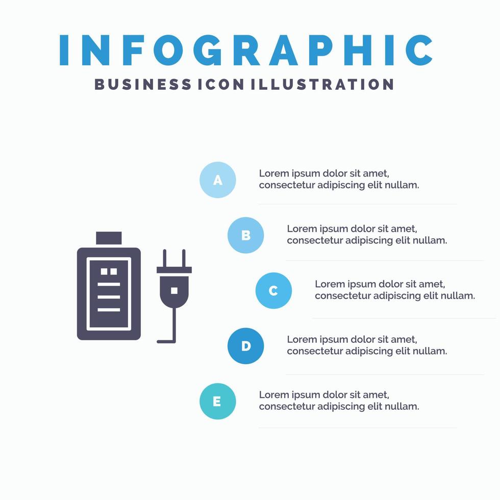 Battery Charge Plug Education Infographics Presentation Template 5 Steps Presentation vector