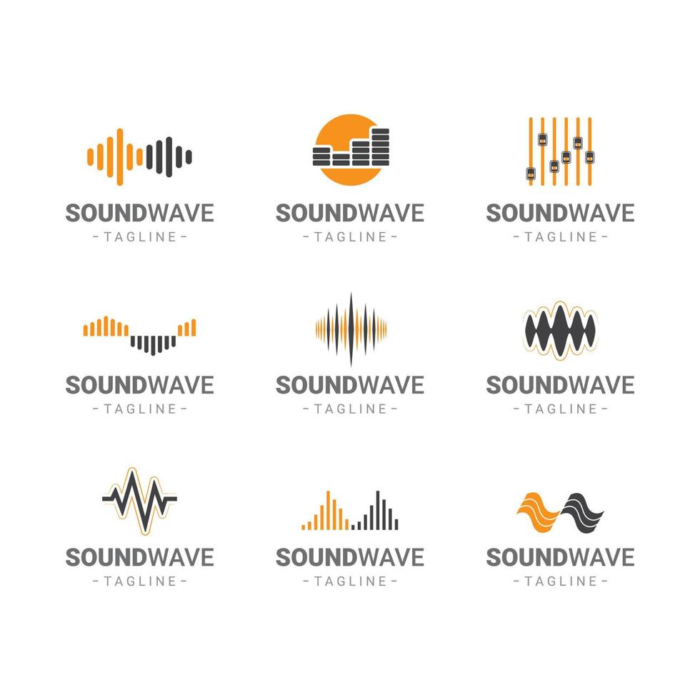 Set of Sound Wave Element Logos vector