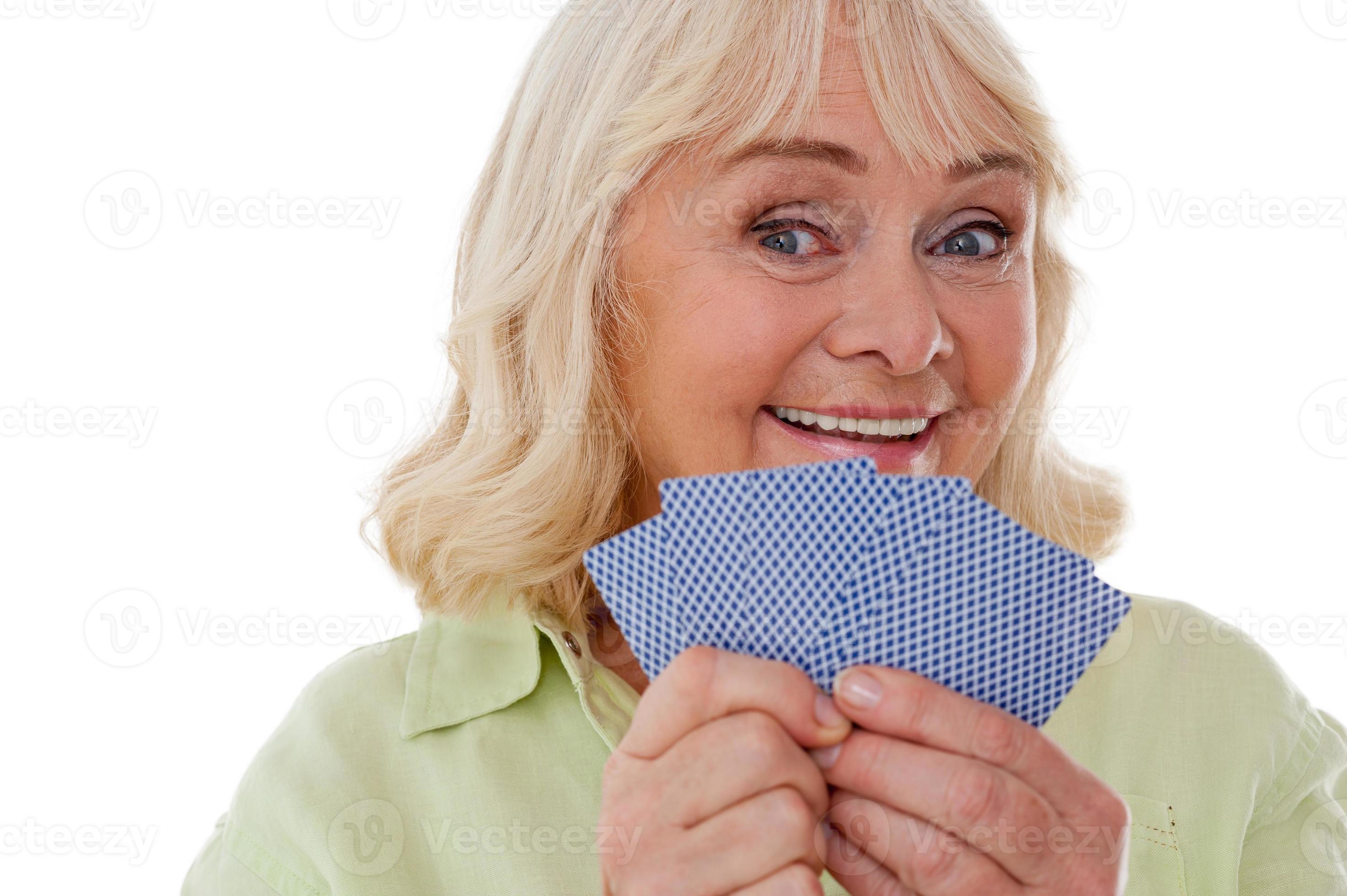 Woman holding cards 13551418 Stock Photo at Vecteezy