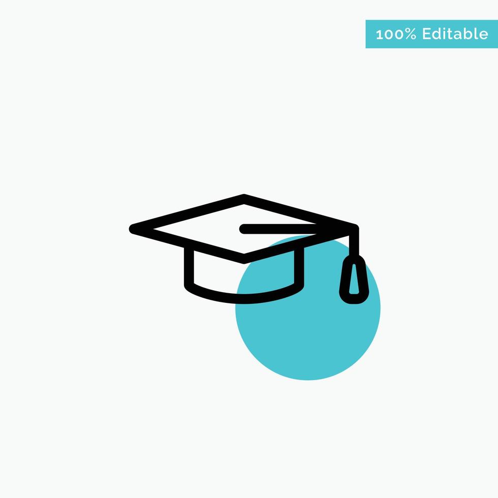 Academic Education Graduation hat turquoise highlight circle point Vector icon